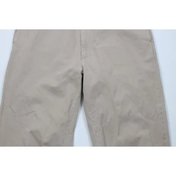 Vintage 90s Ralph Lauren Mens 34x32 Faded Wide Leg Chino Pants Beige Cotton